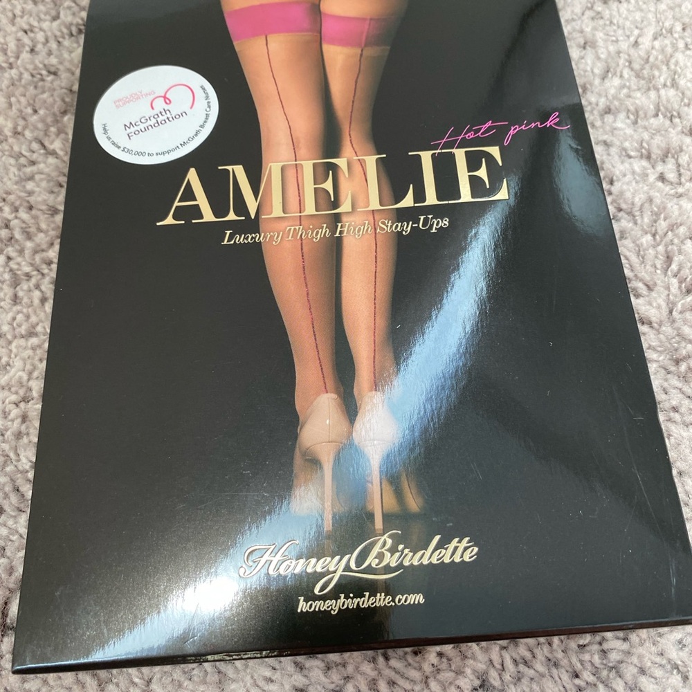 Honey Birdette Amelie Hot Pink Luxury Thigh High Stay-Ups